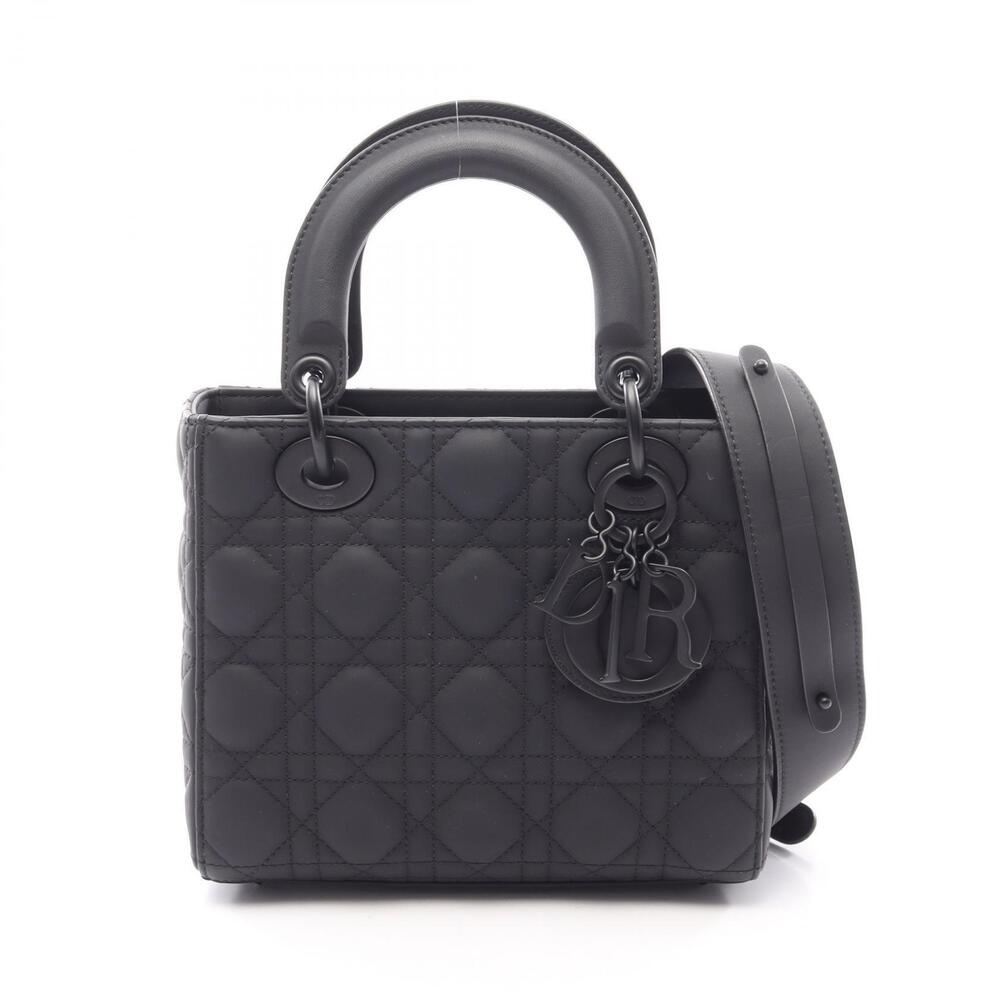 Christian Dior LADY MY ABC Christian Dior Cannage Handbag Leather Bag Black